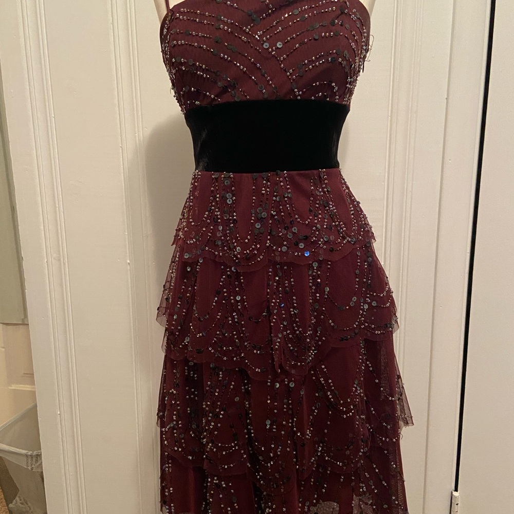 BCBGMaxAzria Red and Black Spaghetti Strap Sundress